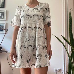 White Dress with Faces